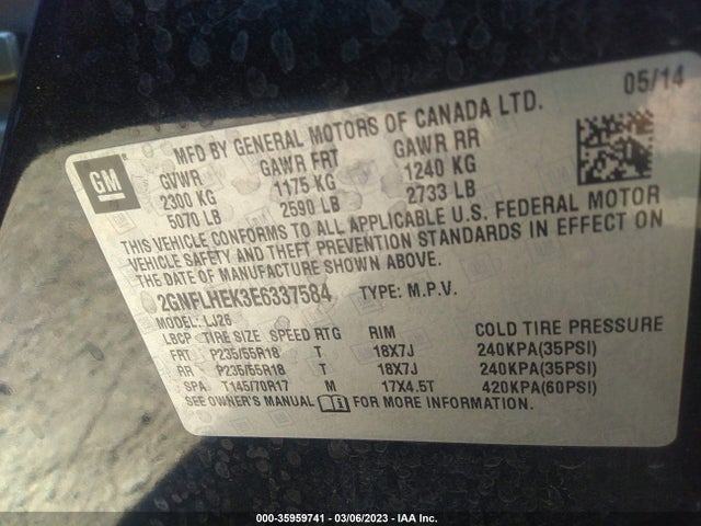 Chevrolet Equinox Ltz 2014 2GNFLHEK3E6337584 Image 9