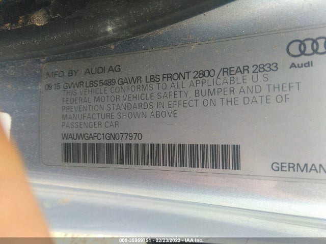 WAUWGAFC1GN077970 Audi A7 3.0 Premium Plus