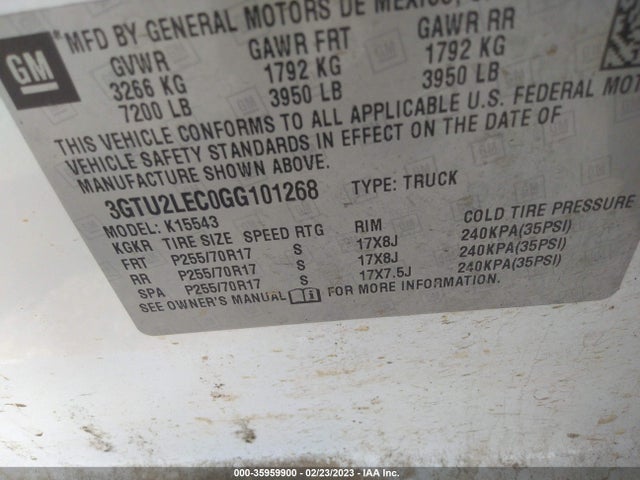 GMC SIERRA 1500 2016 3GTU2LEC0GG101268 Image 9