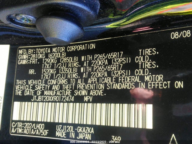 JTJBT20XX90172474 Lexus GX 470