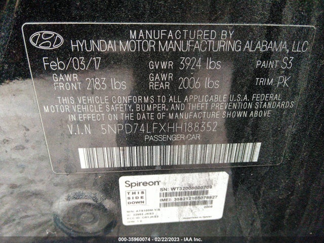 Hyundai ELANTRA SE 2017 5NPD74LFXHH188352 Image 10