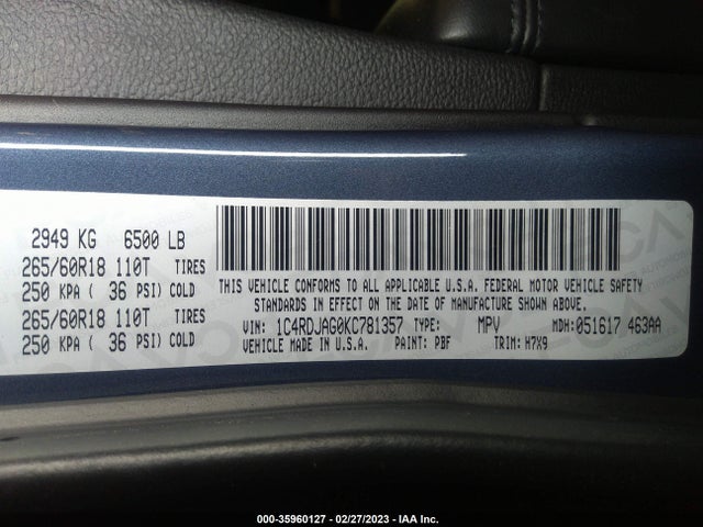 Dodge Durango Sxt 2019 1C4RDJAG0KC781357 Image 11