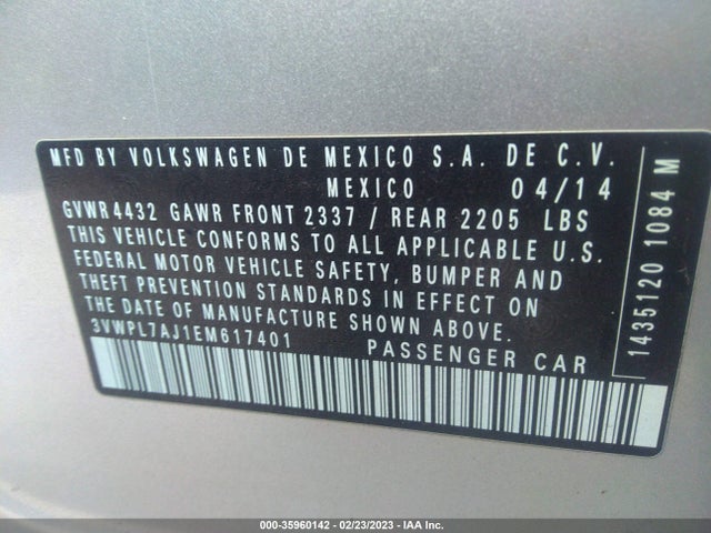 3VWPL7AJ1EM617401 Volkswagen Jetta Sportwagen Tdi
