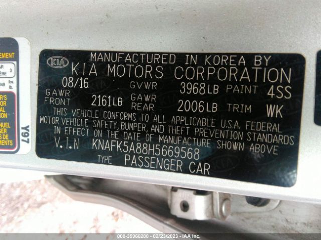 KNAFK5A88H5669568 KIA FORTE5