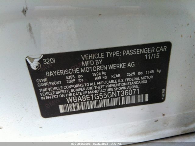 WBA8E1G55GNT36071 BMW 3 Series 320i