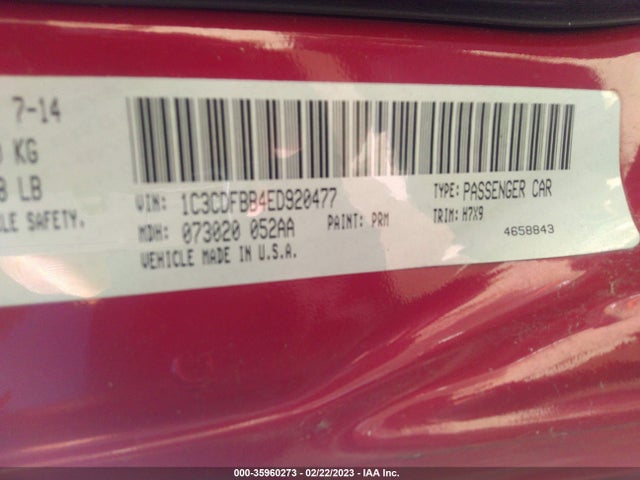 Dodge DART SXT 2014 1C3CDFBB4ED920477 Image 9