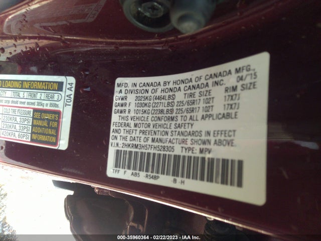 Honda CR-V EX 2015 2HKRM3H57FH528305 Image 9