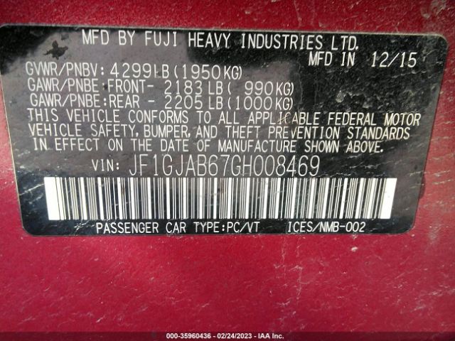 JF1GJAB67GH008469 Subaru Impreza Sedan Premium