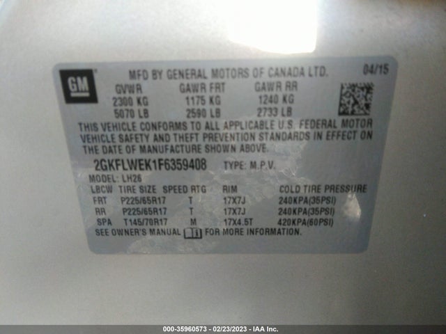 2015 GMC Terrain, VIN: 2GKFLWEK1F6359408