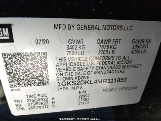 1GKS2DKL4MR111853 GMC YUKON DENALI