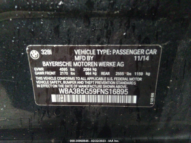 BMW 3 Series 328i Xdrive 2015 WBA3B5G59FNS16895 Image 9