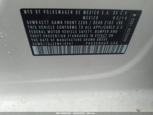 3VWD17AJ2EM418947 Volkswagen Jetta Sedan Se