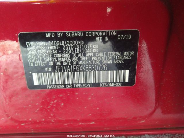 JF1VA1F6XK8830726 Subaru WRX