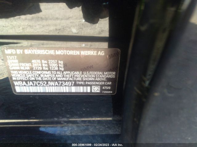 WBAJA7C52JWA73497 BMW 5 Series 530i Xdrive