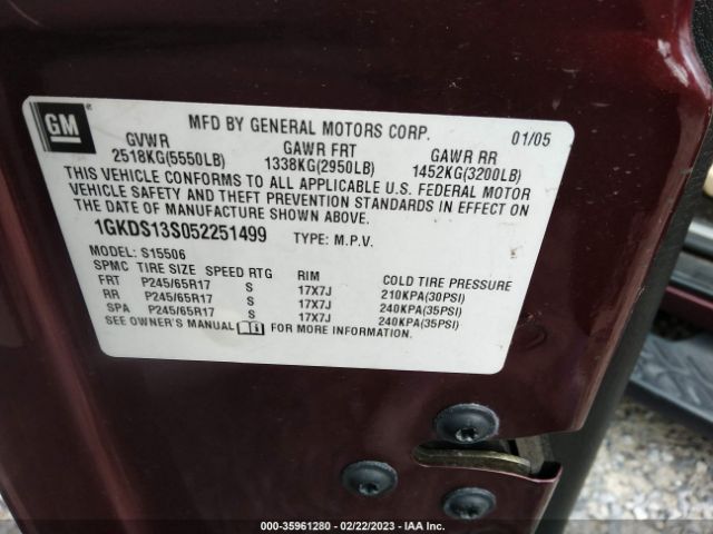 1GKDS13S052251499 GMC Envoy Sle