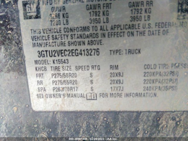 3GTU2VEC2EG413276 GMC Sierra 1500 Slt
