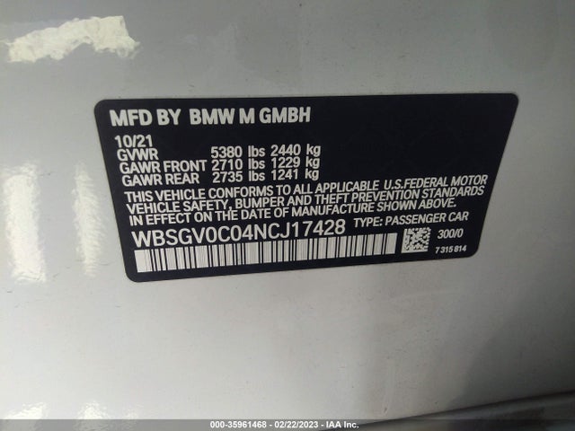 BMW M8 Competition 2022 WBSGV0C04NCJ17428 Image 11