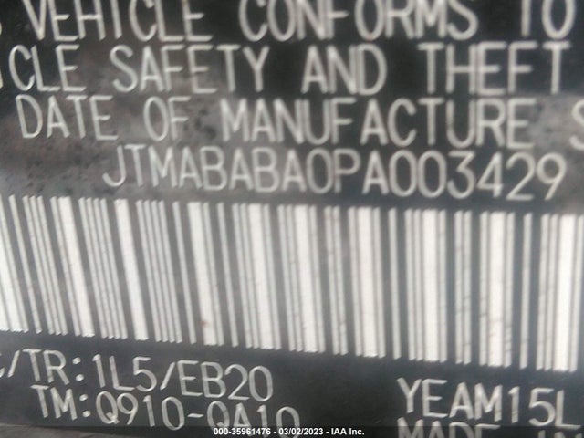 2023 TOYOTA BZ4X XLE/LIMITED VIN: JTMABABA0PA003429