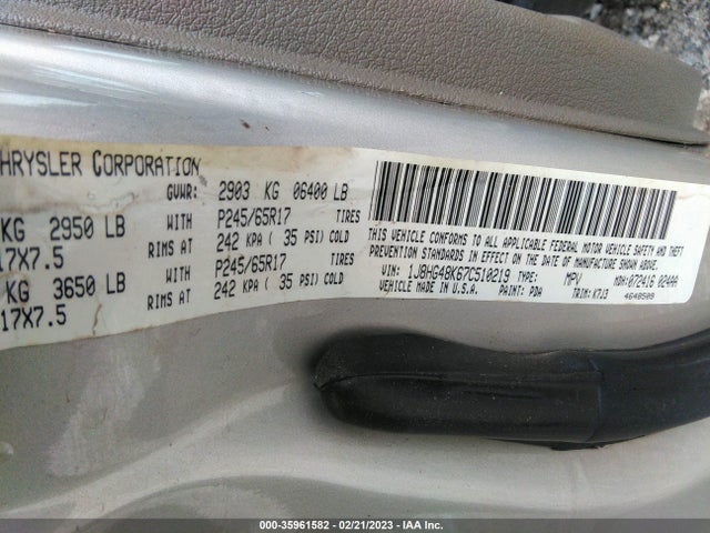 Jeep Commander Sport 2007 1J8HG48K67C510219 Image 10