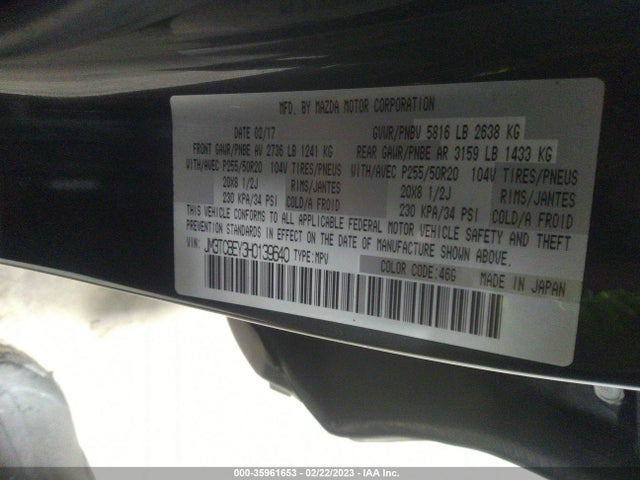 2017 MAZDA CX-9 SIGNATURE VIN: JM3TCBEY3H0139640