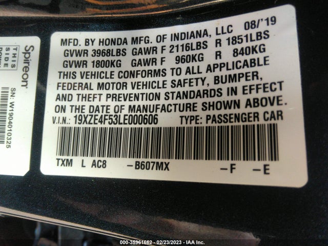 2020 Honda Insight, VIN: 19XZE4F53LE000606