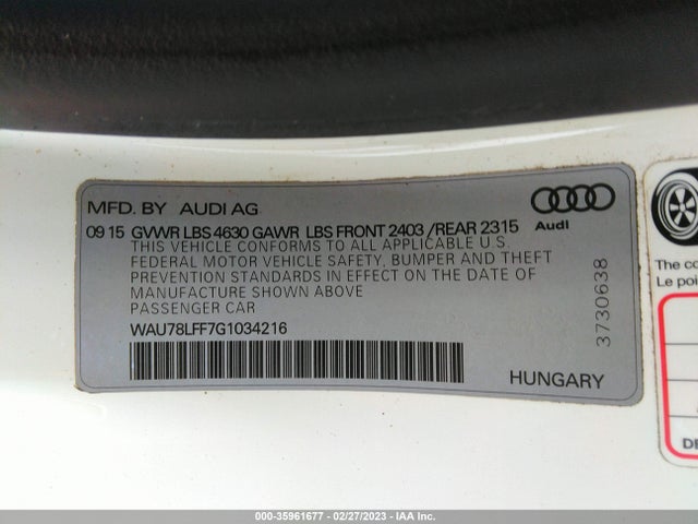 WAU78LFF7G1034216 Audi A3 2.0t Premium