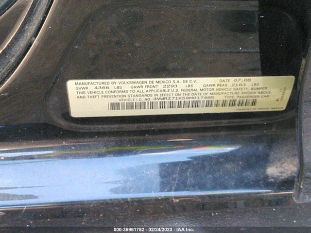 2009 VOLKSWAGEN JETTA SEDAN SE/SEL VIN: 3VWRZ71K59M017485