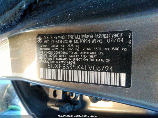 5UXFB535X4LV08794 BMW X5 4.4I
