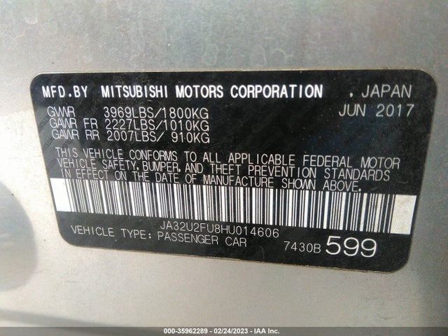 JA32U2FU8HU014606 Mitsubishi Lancer Es/le