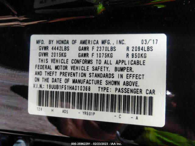 19UUB1F51HA010368 Acura Tlx W/technology Pkg