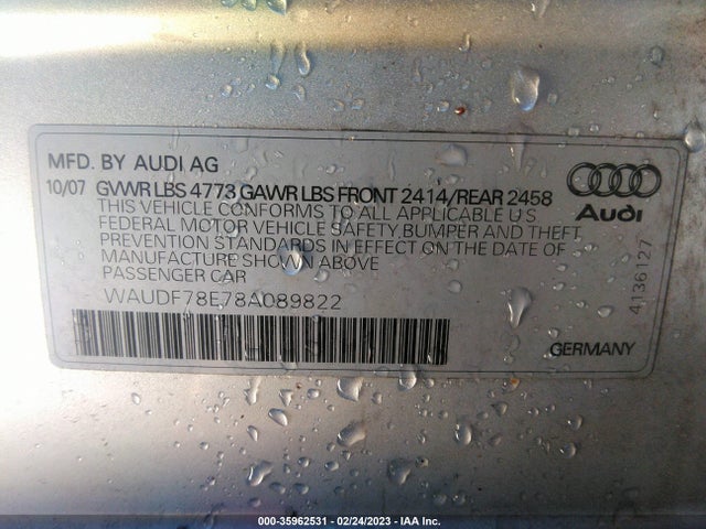 WAUDF78E78A089822 Audi A4 2.0t/se 2.0t