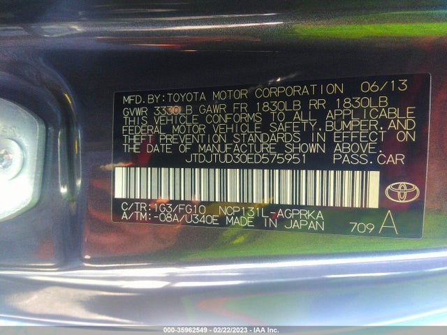 Toyota Yaris L/le 2014 JTDJTUD30ED575951 Image 9