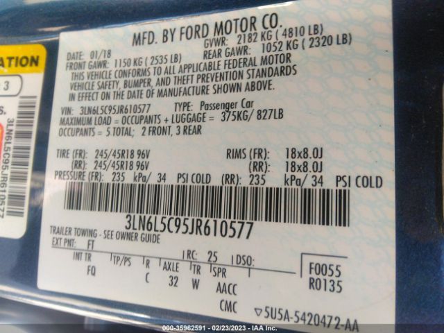 3LN6L5C95JR610577 Lincoln MKZ SELECT
