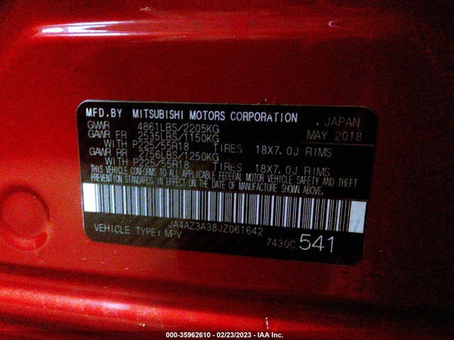 JA4AZ3A38JZ061642 Mitsubishi Outlander Es/se/sel/le
