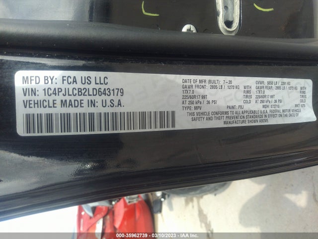 1C4PJLCB2LD643179 Jeep Cherokee Latitude
