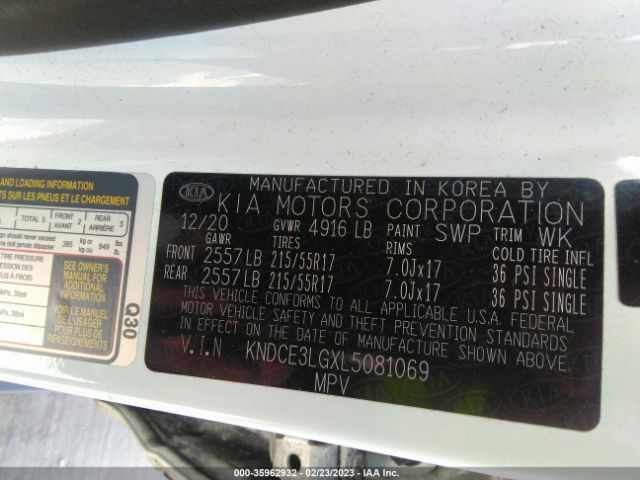 KNDCE3LGXL5081069 KIA Niro Ev Ex Premium