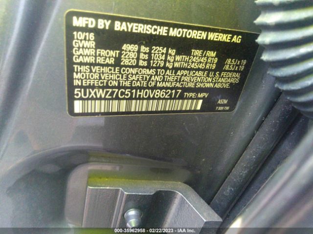 5UXWZ7C51H0V86217 BMW X3 Sdrive28i