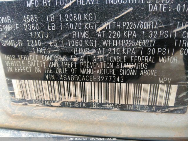 4S4BRCAC6E3277343 Subaru Outback 2.5i