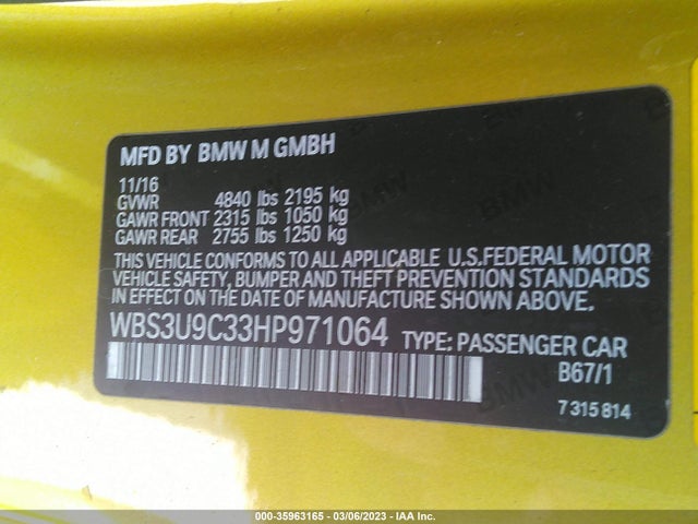 BMW M4 2017 WBS3U9C33HP971064 Image 9