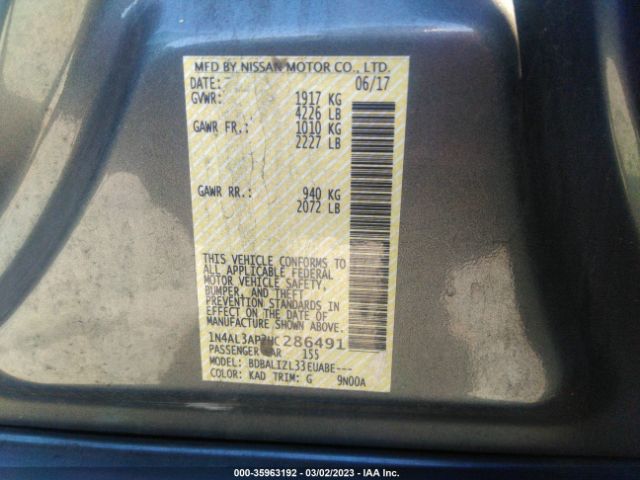 1N4AL3AP2HC286491 Nissan Altima 2.5 Sv