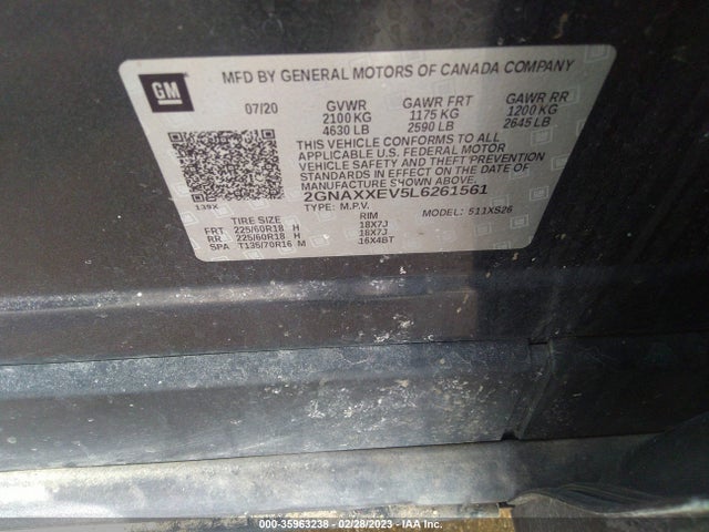 Chevrolet Equinox Premier 2020 2GNAXXEV5L6261561 Image 9