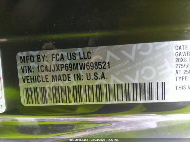 1C4JJXP69MW698521 Jeep Wrangler 4xe Unlimited Sahara