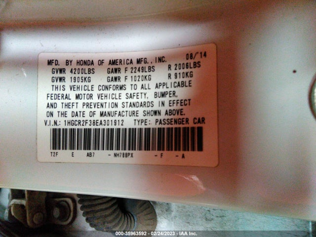Honda Accord Sedan Lx 2014 1HGCR2F38EA301912 Image 9