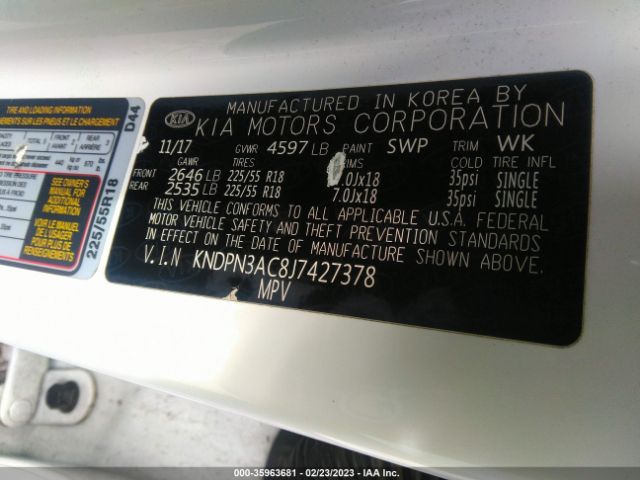 KNDPN3AC8J7427378 KIA Sportage Ex