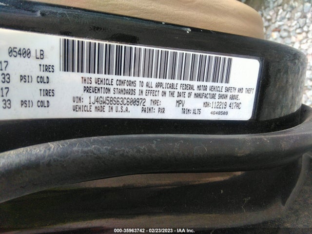 2003 JEEP GRAND CHEROKEE LIMITED VIN: 1J4GW58S63C600972