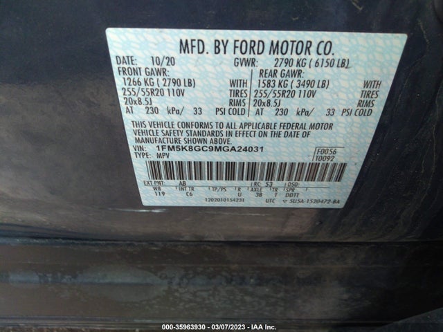 Ford Explorer St 2021 1FM5K8GC9MGA24031 Image 11