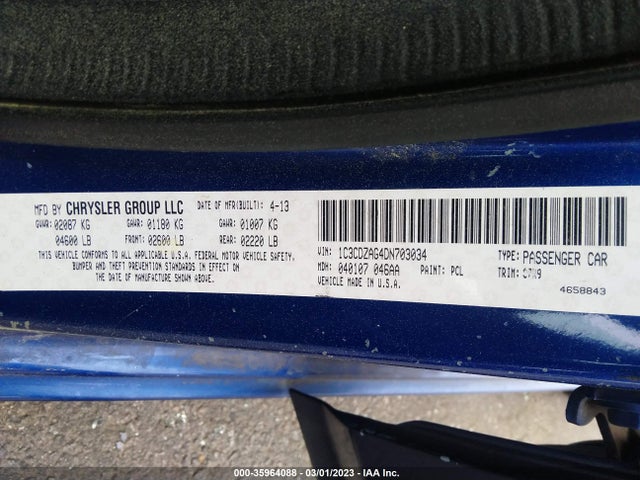 Dodge Avenger Se V6 2013 1C3CDZAG4DN703034 Image 11