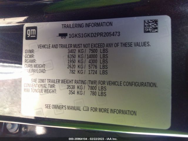 1GKS1GKD2PR205473 GMC Yukon Xl Slt