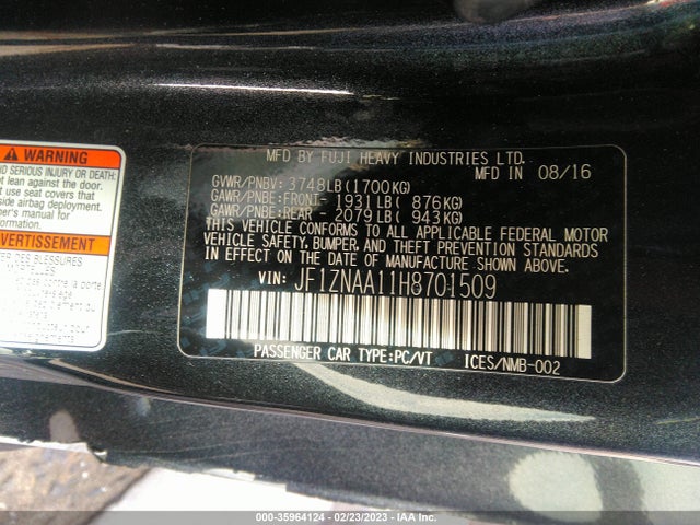 2017 Toyota 86, VIN: JF1ZNAA11H8701509