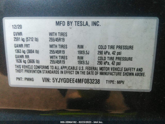 Tesla Model Y Long Range 2021 5YJYGDEE4MF083238 Image 9